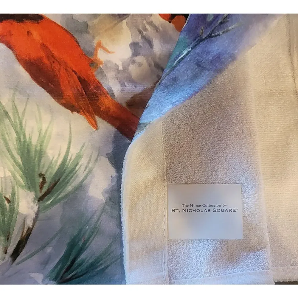 RARE Lot 4 Judy Buswell Print Red Cardinal Bird Waffle Weave Kitchen Hand Towels